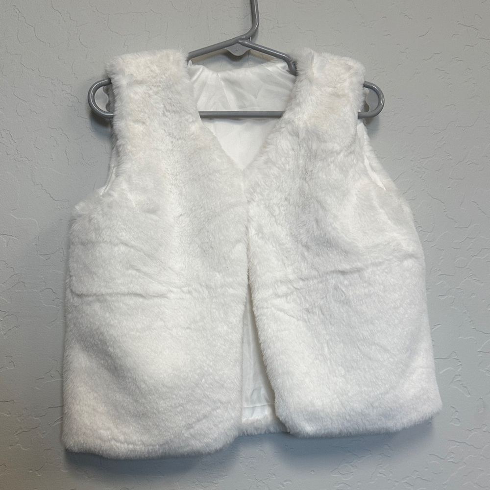 White Faux Fur Vest NWT